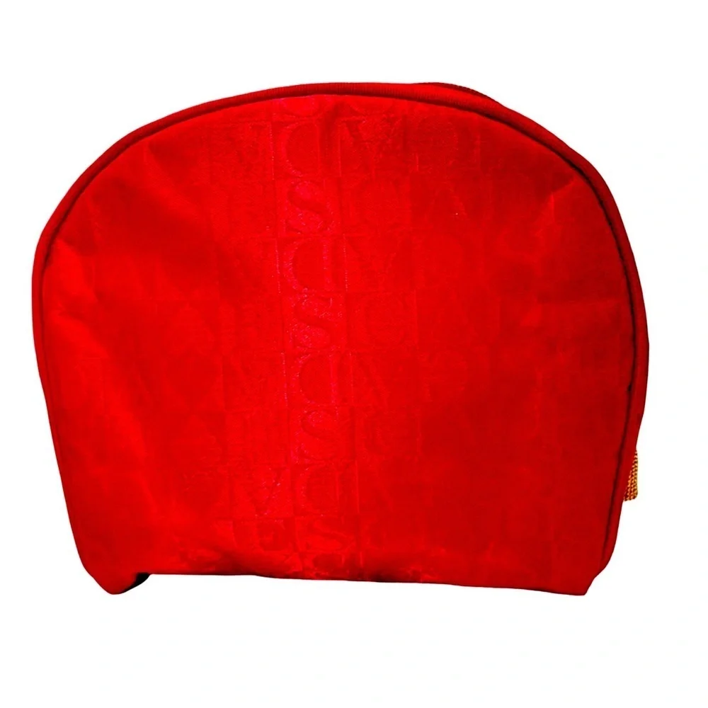 Chantecaille Red Jacquard Cosmetic Bag | Zip Makeup Travel Organizer | NWOT